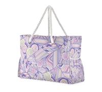 Happy Valentine's Day - Borsa a mano resistente alla sabbia viola con tasche laterali da donna con portabicchieri laterali