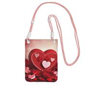 Happy Valentine's Day Borsa a tracolla per telefono da donna e uomo, impermeabile, mini borsa a tracolla per cellulare, con tracolla regolabile, da viaggio, per cellulare, rosa, taglia unica