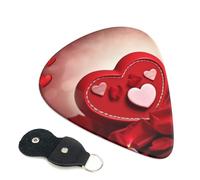 Happy Valentine's Day - Confezione da 6 plettri per chitarra con porta plettri in pelle, portachiavi, custodia per plettri, arte astratta, per chitarra elettrica acustica, ukulele, 0,46 mm