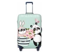 Happy Valentine's Day,Cute Panda Travel Luggage Covers - Elasticità Valigie Coperture Protector per bagagli 45-81 cm, Nero, Medium