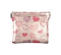 Happy Valentine's Day Knit Love Peach - Portamonete da donna in pelle carino mini borsa per il trucco per ragazze e signore, Felice San Valentino maglia amore Peach, moderno