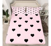 Happy Valentine's Day - Lenzuolo per letto singolo, con stampa semplice, per bambini e adulti, decorazione per camera da letto, elegante stile principessa, 2 pezzi, 1 federa, lenzuolo superiore senza
