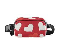Happy Valentine's Day Love Heart Red Trendy Marsupio a tracolla per uomo donna impermeabile Croose Body Purse con tracolla regolabile per viaggi, shopping, corsa, Felice San Valentino amore cuore