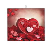 Happy Valentine's Day - Tappetino scolapiatti super assorbente, con gancio, facile da pulire, accessori da cucina, scolapiatti per piatti, 45,7 x 40,6 cm