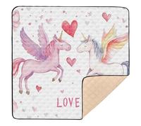 Happy Valentine's Day Unicorns - Tappetino morbido imbottito per palestra e attività per il pavimento, 1 pezzo, per neonati, neonati, neonati, bambini, 127 x 127 cm