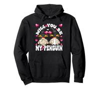 Happy Valentines GNOME Graphic Will You Be My Penguin Felpa con Cappuccio
