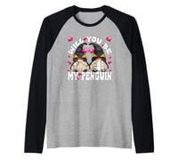 Happy Valentines GNOME Graphic Will You Be My Penguin Maglia con Maniche Raglan