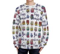 Happy Van Vehicles - Felpa girocollo da uomo a maniche lunghe, Stile:, L