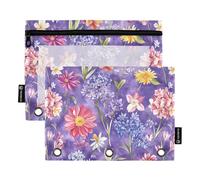 Happy Various European Summer Blossoms Raccoglitore Pocket Cartelle Plastica Astuccio per Cartella 3 Anelli con 3 Anelli per la Scuola Cancelleria Forniture