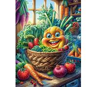 Happy Vegetable Basket in A Cozy Kitchen Puzzle 500 Pezzi Difficili Per Adulti Scenery Science Fiction Cartone Opaco Anti Riflesso Tema Astratto Per Passatempo Impegnativo Con Poster Incluso Migliore
