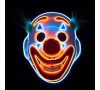 Happy Viso E.L Clown Maschera Si Illumina Halloween Paura da Adulti Costume