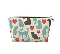 Happy Walking - Borsa da viaggio in pelle con stampa di gattini, borsa da viaggio per articoli da toeletta e cosmetici, Oro, Taglia unica, Beauty case