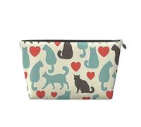 Happy Walking - Borsa da viaggio in pelle con stampa di gattini, borsa da viaggio per articoli da toeletta e cosmetici, Argento, Taglia unica, Beauty case