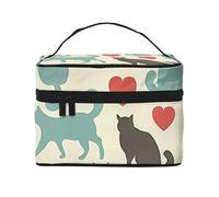 Happy Walking Kitty - Trousse da viaggio con stampa di gattino, Nero , Taglia unica