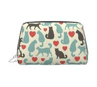 Happy Walking Kitty - Trousse per trucchi con divisorio, da viaggio, portatile, per cosmetici, Argento, One Size