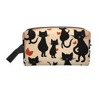 Happy Walking - Trousse da viaggio con stampa di gattini, per donne e uomini, borsa per il trucco di grande capacità