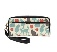 Happy Walking - Trousse multifunzione in pelle con stampa di gattini, Nero , Taglia unica