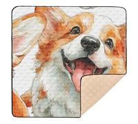 Happy Welsh - Tappetino da gioco per bambini, con ritratto di cane gallese, grande ed elegante, per pavimento, comodo, traspirante, per pancia e gattonare, per neonati, 127 x 127 cm