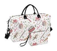 Happy White Christmas Party Personal Item Travel Bag Carry on Weekender Pernottamento Borsa Palestra Borsone con Cinghia Regolabile per Viaggio Multifunzionale