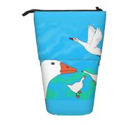 Happy White Goose - Astuccio espandibile per matite, in tessuto Oxford multi-design, altezza regolabile, trousse multiuso per cosmetici