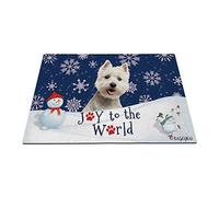 Happy Winter Holiday Snow with My Love Dog West Highland White Terrier Westie zerbino per esterni Joy to The World Snowflake Paws, pupazzo di neve, decorazione stagionale per portico, 69,8 x 45 cm