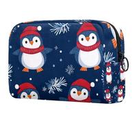 Happy Winter Penguins, trousse da donna, per articoli da toeletta da viaggio, grande, pratica borsa organizer con cerniera, Multi, 18.5x7.5x13cm/7.3x3x5.1in, Beauty case