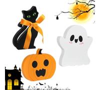 Happy Wooden Sign Set For Spooky Tier Tray Party Display