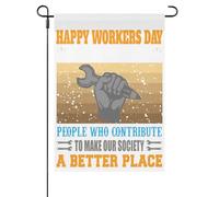 Happy Workers Day To All The Hardiworking People Who Contribute Bandiera All'Aperto Con Occhielli Bandiera Da Esterno Colorato Bandiere Da Cortile Per Celebrazione Sport Il Portico 30X45cm