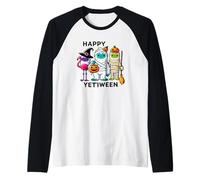 Happy Yetiween festeggia Il Divertimento di Halloween con Simpatici Mostri Maglia con Maniche Raglan