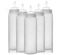 Happybase 16oz Bottiglia Squeeze di Plastica, 5pcs 500ml Bottiglia per Squeeze con Tappi - a Prova di Perdite e Senza BPA, per Ketchup, Senape, Mayo, Salse piccanti, Olio d'oliva