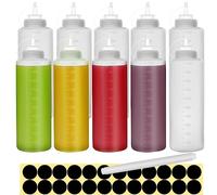 Happybase - Confezione da 10 bottiglie per salse, da 1000 ml, in plastica, da spremere, per condimenti, ketchup, sciroppo, salsa, barbecue, senape, condimenti per insalata