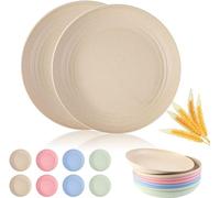 Happybase Piatti piani da 20,3 cm, leggeri, infrangibili, confezione da 8 piatti in plastica extra large, lavabili in lavastoviglie, adatti al microonde, per dessert, pizza, pasta, pane, snack,