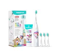 happybrush Agnes ECO VIBE 3 - Spazzolino elettrico per bambini a partire dagli 8 anni in su, batteria di 6 settimane con 3 testine di ricambio e dentifricio super colorato, pulizia delicata dei denti