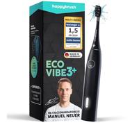 happybrush® Spazzolino Sonico Eco Vibe 3+ - VINCITORE DEL TEST - 100 giorni di prova - Spazzolino Elettrico a Ultrasuoni - Batteria da 8 Settimane - 2 Anni di Garanzia - AllBlack