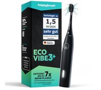 happybrush Spazzolino sonico Eco Vibe 3+ - Vincitore del test - test 100 giorni - Spazzolino elettrico con batteria di 6 settimane - Spazzolino da denti ultrasonico - Allblack