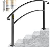 Happybuy Corrimano di Transizione Regolabile in Ferro Battuto 5FT Nero Opaco Adatto a 4-5 Gradini