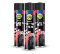 HappyCar Pulitore Freni Spray per Pulizia Auto e Moto 600ml - Detergente Professionale per Dischi, Tamburi e Pinze - Rimuove Grasso, Olio e Polvere - Made in Italy (3 unità)