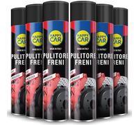 HappyCar Pulitore Freni Spray per Pulizia Auto e Moto 600ml - Detergente Professionale per Dischi, Tamburi e Pinze - Rimuove Grasso, Olio e Polvere - Made in Italy (6 unità)