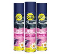 HappyCar x3 Spray Lucida Cruscotto Auto Professionale 600 ml - Protezione Interni con Tecnologia BalanceScent® - Lucida, Profuma e Deterge, Non Unge - Made in Italy (Narciso)