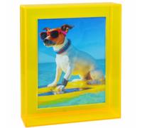 HappyDino Cornice portafoto in acrilico da parete e da tavolo, 20 x 25,4 cm, colore giallo fluo
