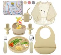 HappyDoo | Set Pappa Svezzamento |11 Pezzi | Piatto Svezzamento con Ventosa | Citola | 2 Bavaglini | Bicchiere |Set Pappa senza BPA | In Confezione Regalo | Set Pappa | Set Svezzamento Prima Pappa