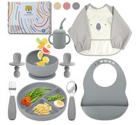 HappyDoo | Set Pappa Svezzamento |11 Pezzi | Piatto Svezzamento con Ventosa | Citola | 2 Bavaglini | Bicchiere |Set Pappa senza BPA | In Confezione Regalo | Set Pappa | Set Svezzamento Prima Pappa
