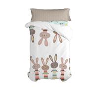 HappyFriday Set copripiumino Moshi Moshi Rabbit Family multicolore letto da 105 2 pezzi