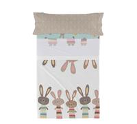 HappyFriday Set di lenzuola Moshi Moshi Rabbit Family multicolore letto da 80/90 2 pezzi