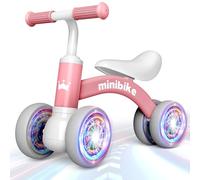 HappyGoLucky Bicicletta Bambini 1 2 Anni, Giochi Bambina Bicicletta Equilibrio con Quattro Ruote Illuminate, Gioco Bambino Regalo Bambina - Idee Regalo Natale