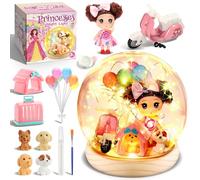 HappyGoLucky kit Luce Notturna Fai Da Te Princess - Giochi & Regalo Bambina 3-12 Anni - Base in legno, con Oltre 15 Accessori, Lampada Creativa per Camera da Letto - Regalo Natale per Bambini