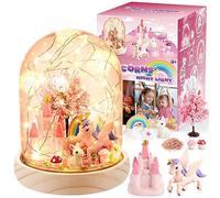 HappyGoLucky Kit Luce Notturna Fai da Te Unicorno Regalo Bambina 3-12 Anni - Giochi Bambini 3-11 Anni Femmina - Base in Legno, con Oltre 10 Accessori, Lampada per Camera da Letto - Regali Natale