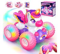 HappyGoLucky Macchina Telecomandata per Bambini Bambina, Unicorno Giocattolo, 2,4 GHz, Luce LED, Capovolte a 360°, Monster Truck Auto Giochi Regalo Bambina 3-12 Anni Femmina - Regali Natale