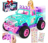 HappyGoLucky Macchina Telecomandata per Bambini con Bambola & Pegatinas, Giochi Bmbina 3-10 Anni, Regalo Bambina, Auto Telecomandato 4x4 Jeep SUV Truck
