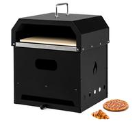 HAPPYGRILL Forno per pizza 4 in 1 all'aperto, portatile per pizza a legna con pietra, pala, sbucciare, griglia per griglia, copertura impermeabile, forno a carbone e braciere per barbecue, cortile e